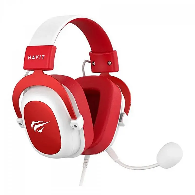 Căști gaming Havit H2002d, Cu fir, Alb Roșu