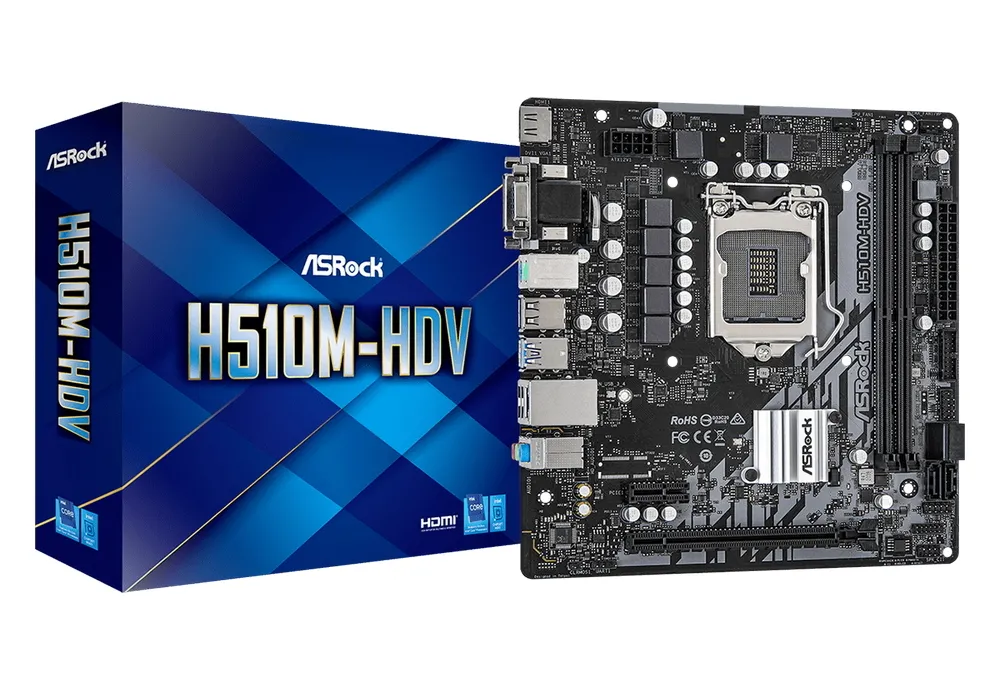 Материнская плата ASRock H510M-HDV, LGA1200, Intel H510, Micro-ATX