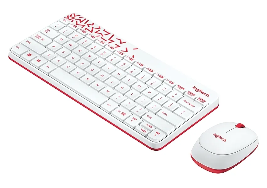 Клавиатура и мышь Logitech MK240, Беспроводное, Белый/Красный