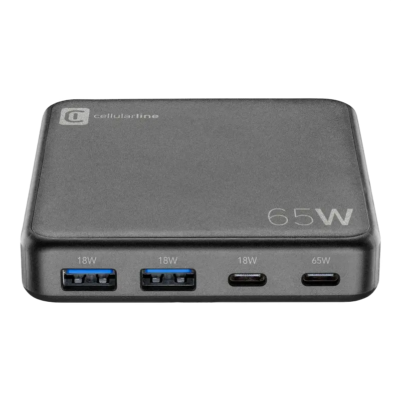 Зарядное устройство Cellularline Multipower Desk, 65 Вт, Чёрный