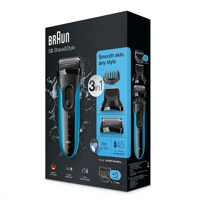Электробритва мужская Braun 3010 BT WD, Синий