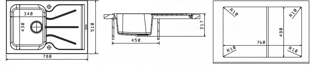 Кухонная мойка из кварца Florentina-GATTINARA 780 Antracit