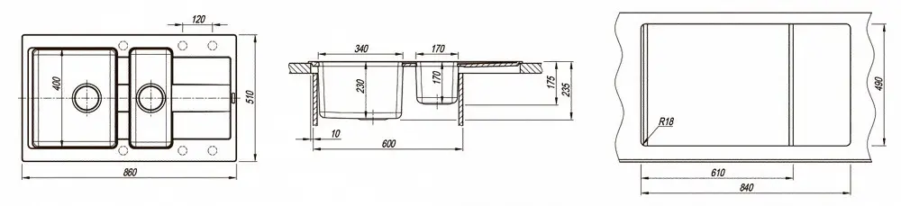 Combi 860 K chiuveta Florentina (Gri)
