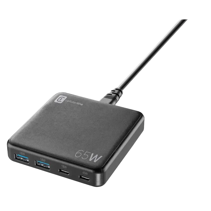 Зарядное устройство Cellularline Multipower Desk, 65 Вт, Чёрный