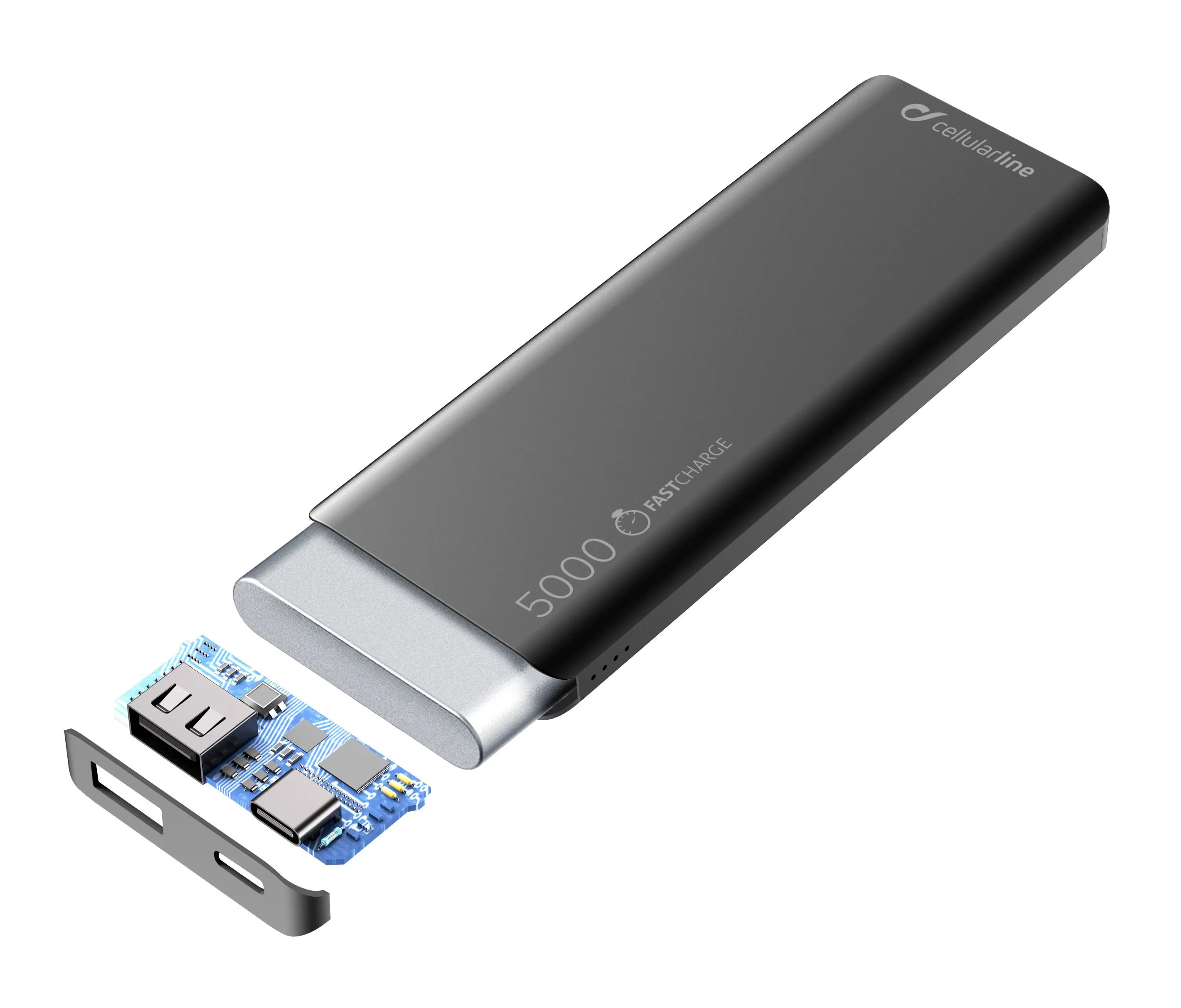 Acumulator extern Cellularline FreePower Slim 5000, 5mAh, Negru