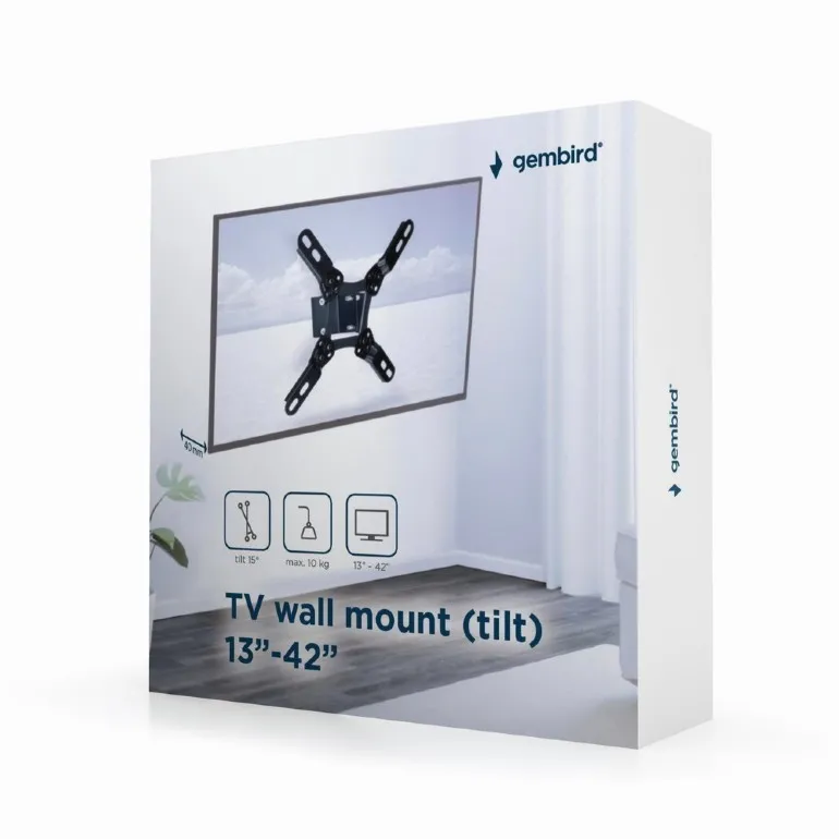 Suport înclinat pe perete Gembird WM-42T-01, Negru