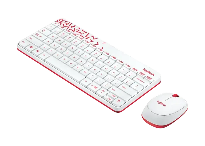 Клавиатура и мышь Logitech MK240, Беспроводное, Белый/Красный