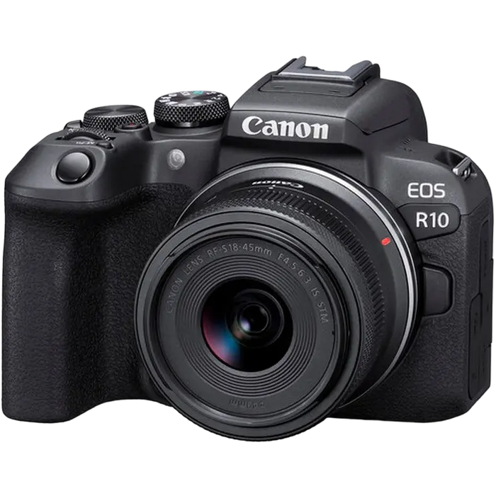 Aparat Foto Mirrorless Canon EOS R10 & RF-S 18-45mm f/4.5-6.3 IS STM KIT, Negru
