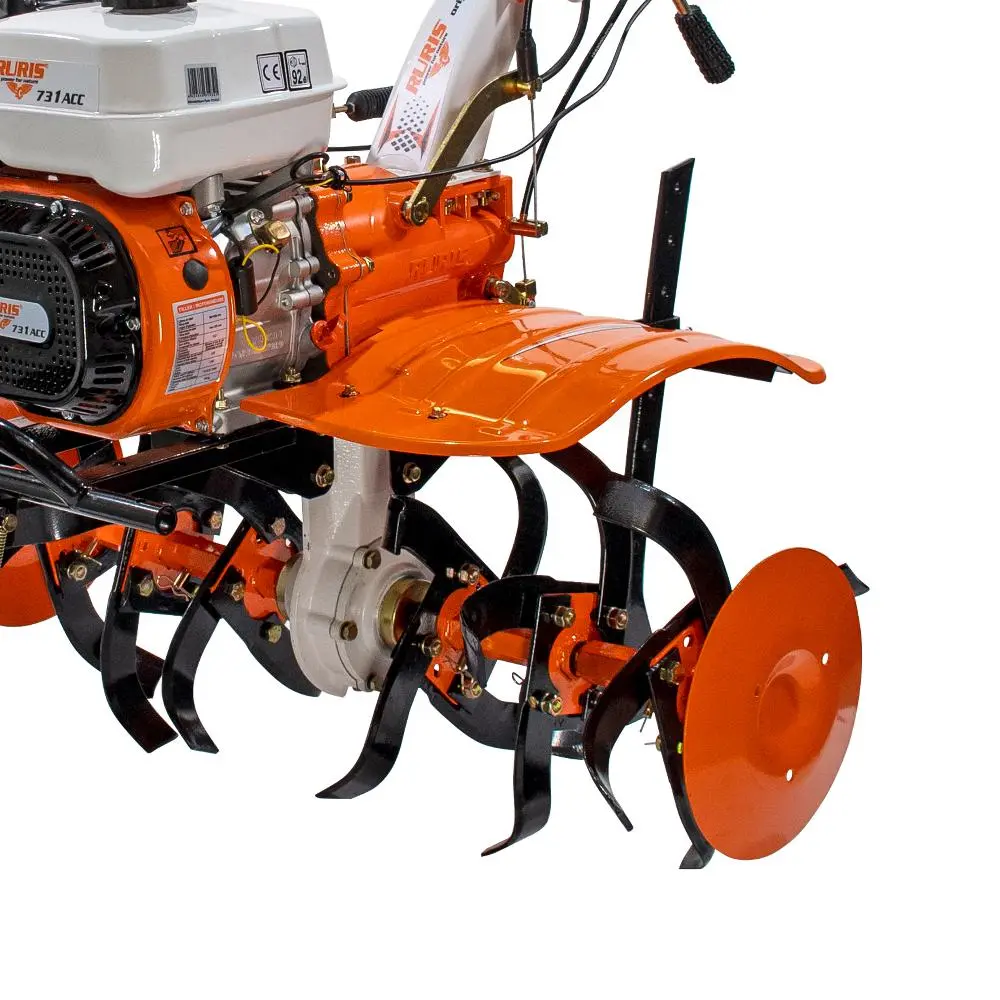 Motocutor Ruris 731ACC1 + roti cauciuc 5.00-8+rarita+plug+adaptor+dispozitiv scos cartofi+roti metalice 400 fara manicot+cultivator+set contragreutati 10kg