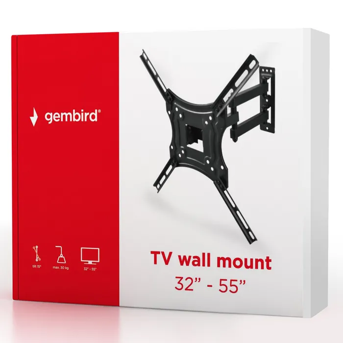 Suport TV de perete  Gembird WM-55RT-04, Negru