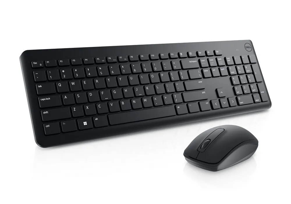Wireless Keyboard & Mouse Dell KM3322, Multimedia keys, Sleek lines, Compact size, 2xAA/2xAAA, Black