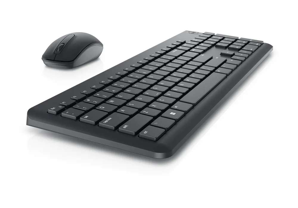 Wireless Keyboard & Mouse Dell KM3322, Multimedia keys, Sleek lines, Compact size, 2xAA/2xAAA, Black