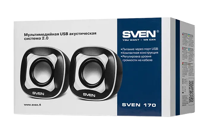 Boxe pentru calculator 2.0 SVEN "170", Negru/Alb