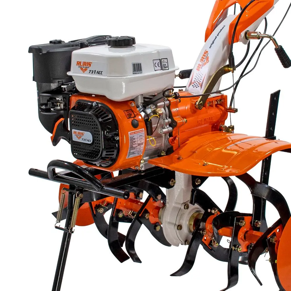 Motocutor Ruris 731ACC1 + roti cauciuc 5.00-8+rarita+plug+adaptor+dispozitiv scos cartofi+roti metalice 400 fara manicot+cultivator+set contragreutati 10kg