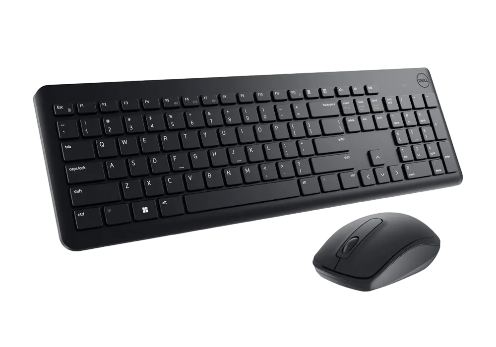 Wireless Keyboard & Mouse Dell KM3322, Multimedia keys, Sleek lines, Compact size, 2xAA/2xAAA, Black