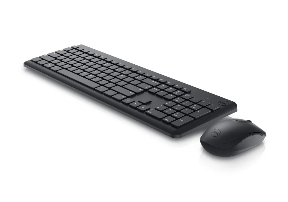 Wireless Keyboard & Mouse Dell KM3322, Multimedia keys, Sleek lines, Compact size, 2xAA/2xAAA, Black
