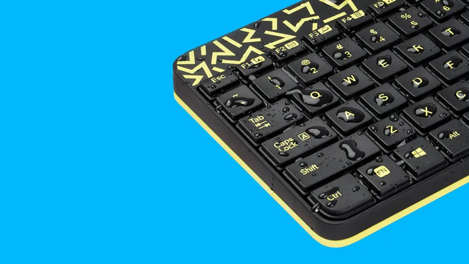 Клавиатура и мышь Logitech MK240, Беспроводное, Чёрный/Жёлтый