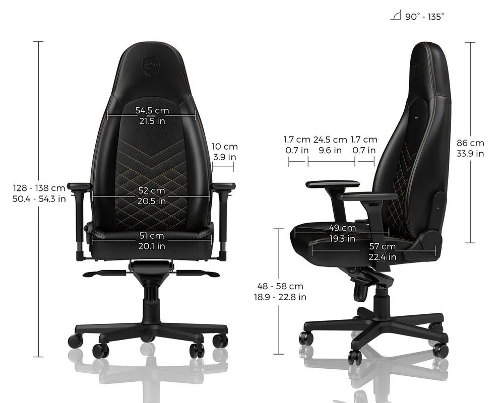 Scaun Gaming Noblechairs Icon, PU Piele, Negru/Auriu