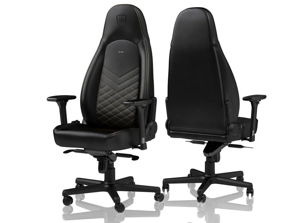 Scaun Gaming Noblechairs Icon, PU Piele, Negru/Auriu