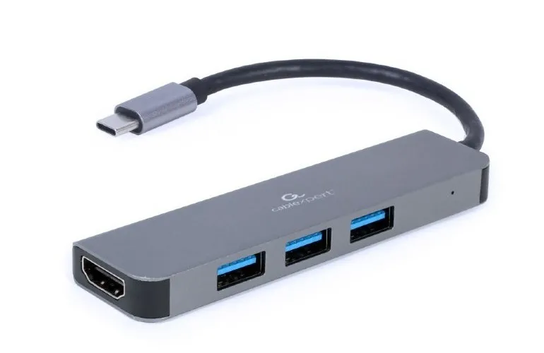 Adaptor Video Cablexpert A-CM-COMBO2-01, USB Type-C - USB Type-A, HDMI, Gri