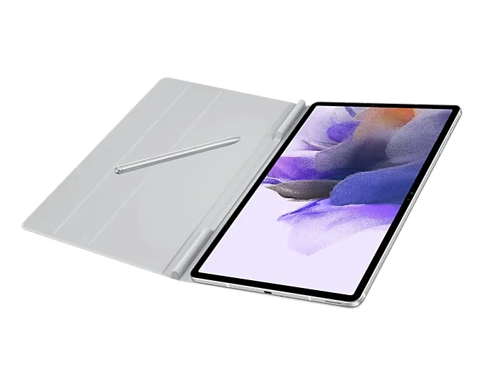 Husă pentru tabletă Samsung Tab S7+ / S7 FE Book Cover, 12,4", Poliuretan, Gri deschis