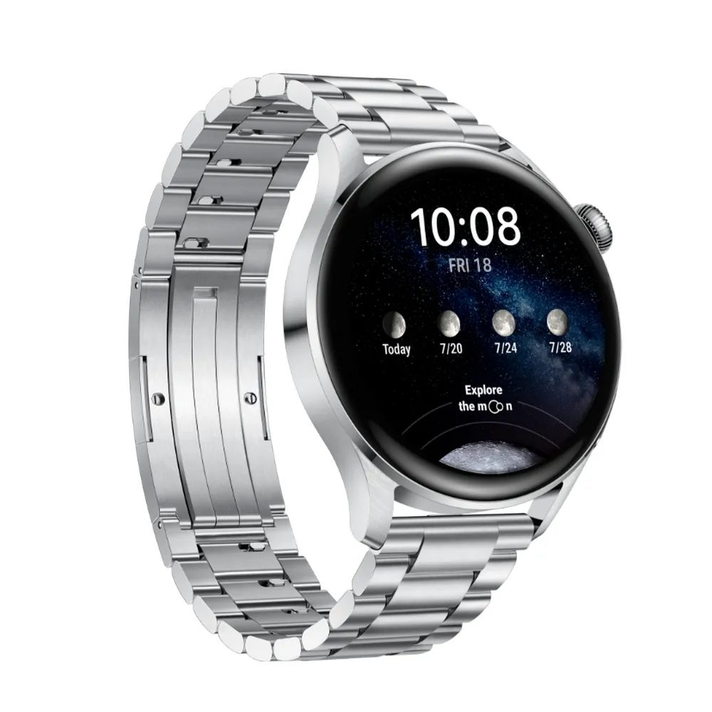 Ceas inteligent Huawei WATCH 3, 46mm, Carcasă Stainless Steel cu curea din piele Maro