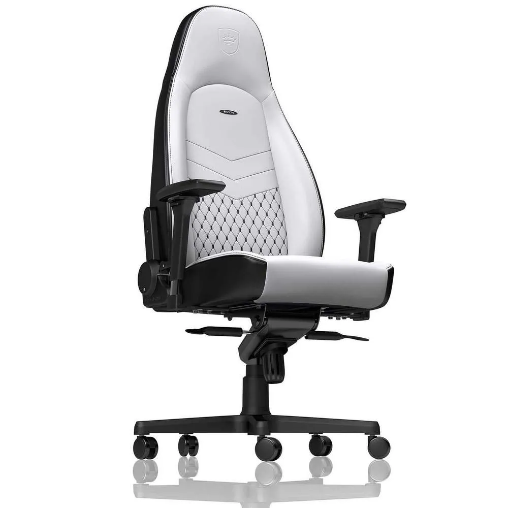 Scaun Gaming Noblechairs Icon, PU Piele, Alb/Negru