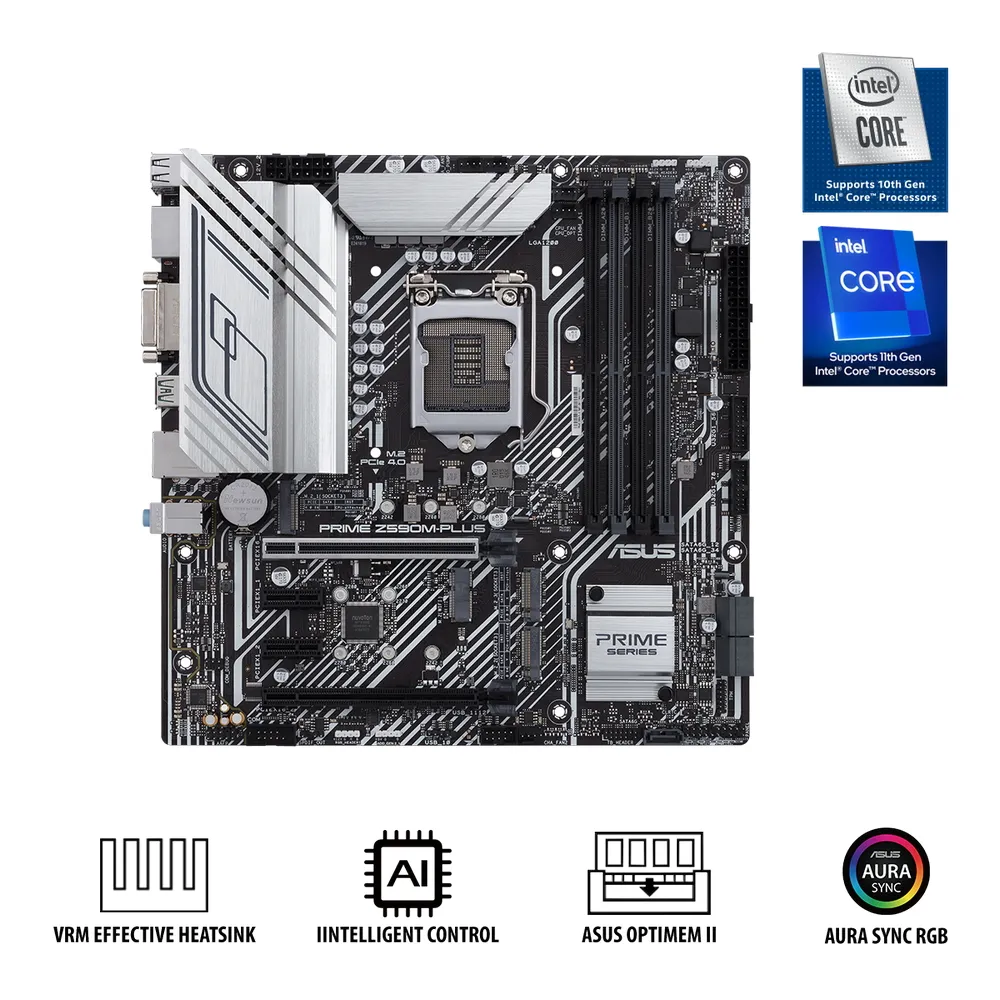 Материнская плата ASUS PRIME Z590M-PLUS, LGA1200, Intel Z590, Micro-ATX