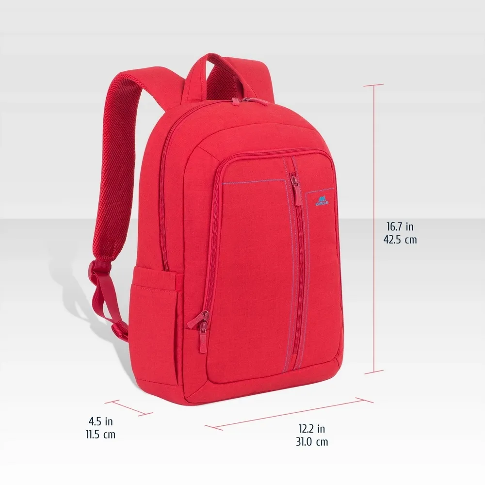 Rucsac pentru Laptop RivaCase Canvas, 15.6", Poliester, Roșu