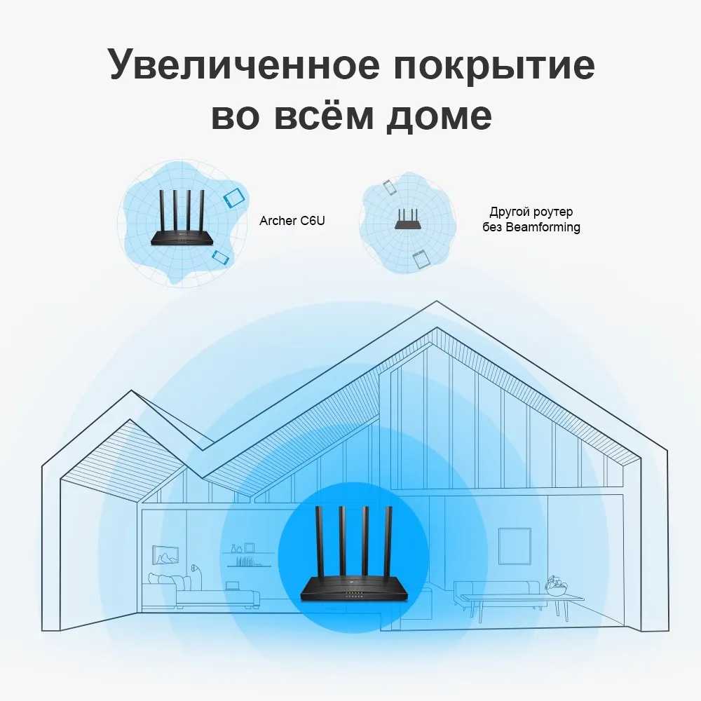 Беспроводной маршрутизатор TP-LINK Archer C6U, Чёрный