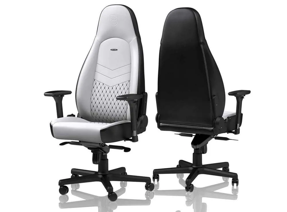 Scaun Gaming Noblechairs Icon, PU Piele, Alb/Negru