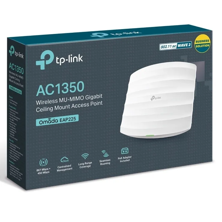 Punct de acces fără fir TP-LINK EAP225, 450 Mbps, 867 Mbps, Alb