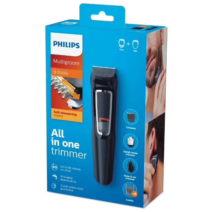 Trimmer pentru bărbați Philips Multigroom Series 3000 MG3740/15, Negru