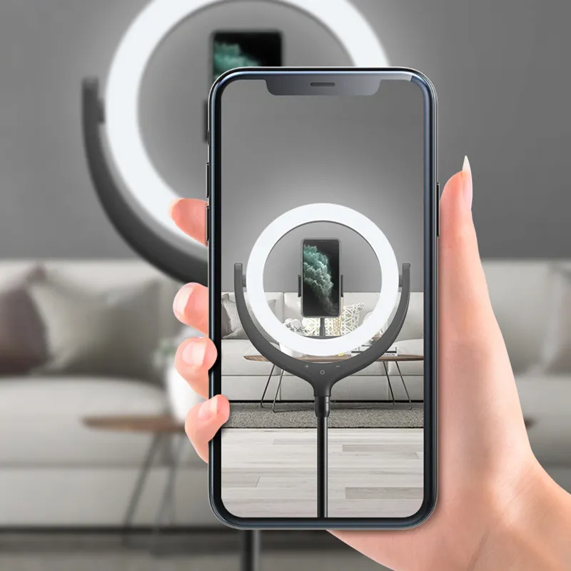 Selfie Stick Devia Holder with LED lamp, Negru