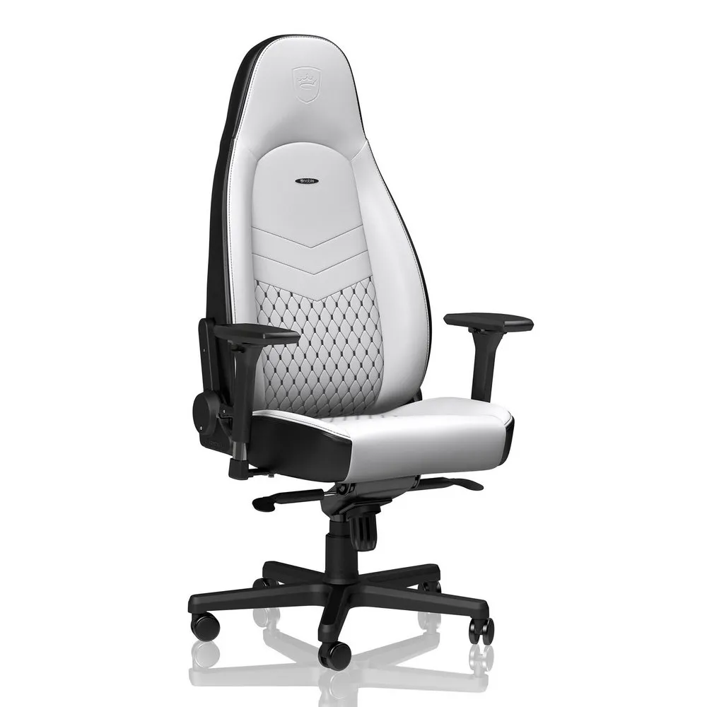 Scaun Gaming Noblechairs Icon, PU Piele, Alb/Negru