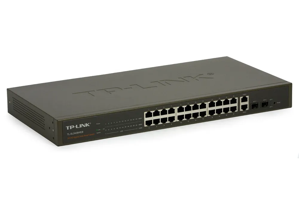Сетевой коммутатор TP-LINK TL-SL2428WEB, 24x 10/100 Мбит/с, 2x 10/100/1000 Мбит/с, 2x SFP