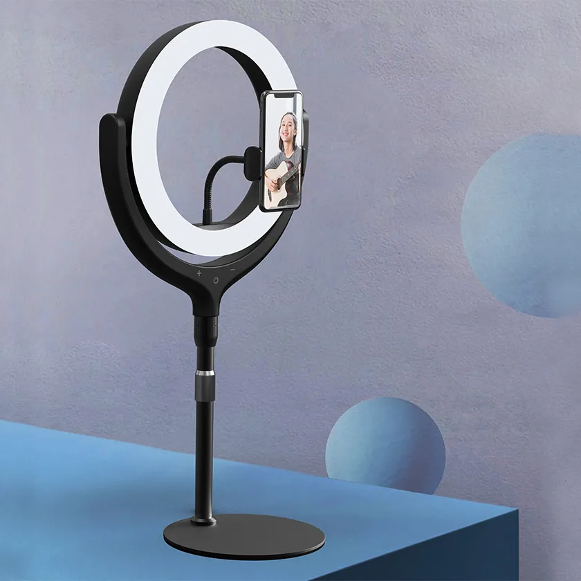 Selfie Stick Devia Holder with LED lamp, Negru