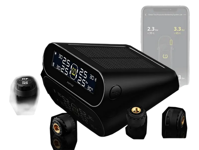 Sistem de monitorizare a presiunii în anvelope 70mai T02, Negru.