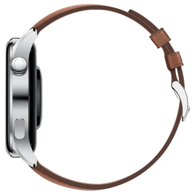 Ceas inteligent Huawei WATCH 3, 46mm, Carcasă Stainless Steel cu curea din piele Maro