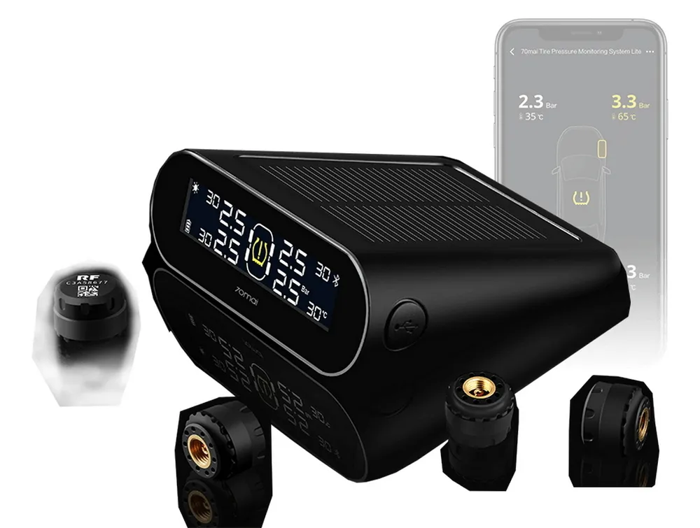 Sistem de monitorizare a presiunii în anvelope 70mai T02, Negru.