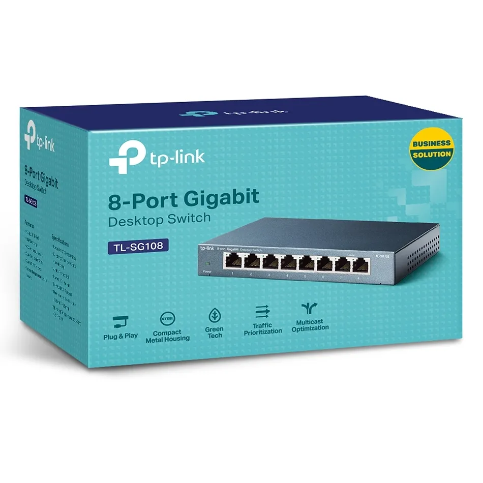 Сетевой коммутатор TP-LINK TL-SG108, 8x 10/100/1000 Мбит/с