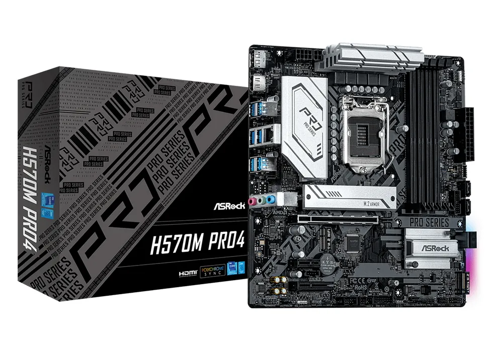Материнская плата ASRock H570M PRO4, LGA1200, Intel H570, Micro-ATX