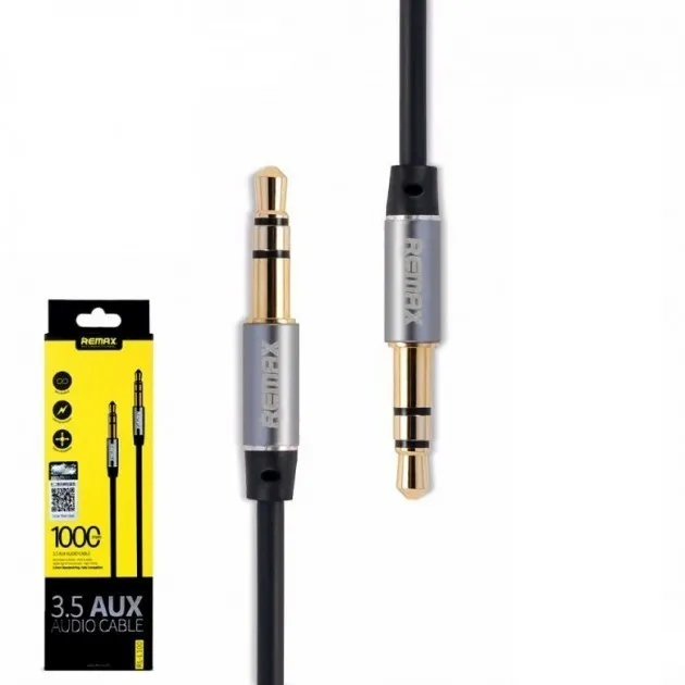 Cablu audio Remax L100, 3.5 mm - 3.5 mm, 1m, Negru