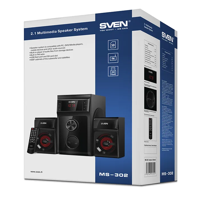 Boxe pentru calculator 2.1 SVEN MS-302, Negru