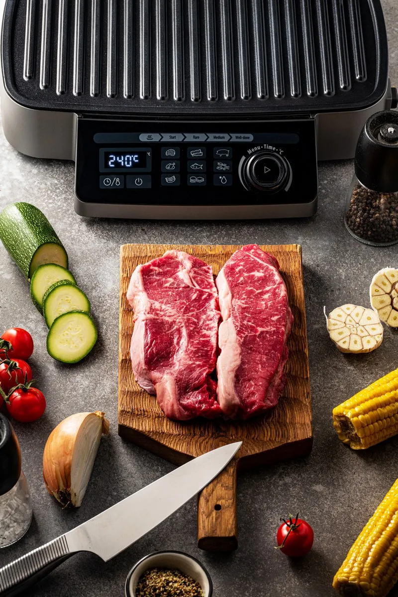 Grătar electric Polaris PGP3002DP, 2200W, Argintiu