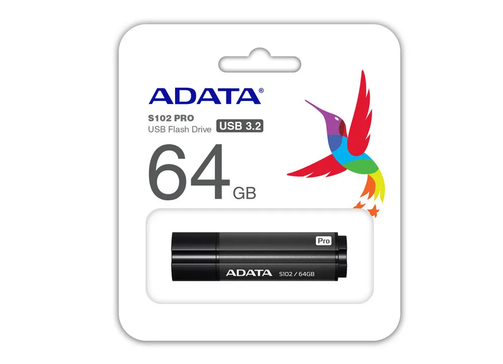 USB Flash накопитель ADATA S102 Pro, 64Гб, Серый