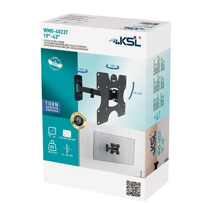 Suport TV de perete KSL WMO-4023T, Negru