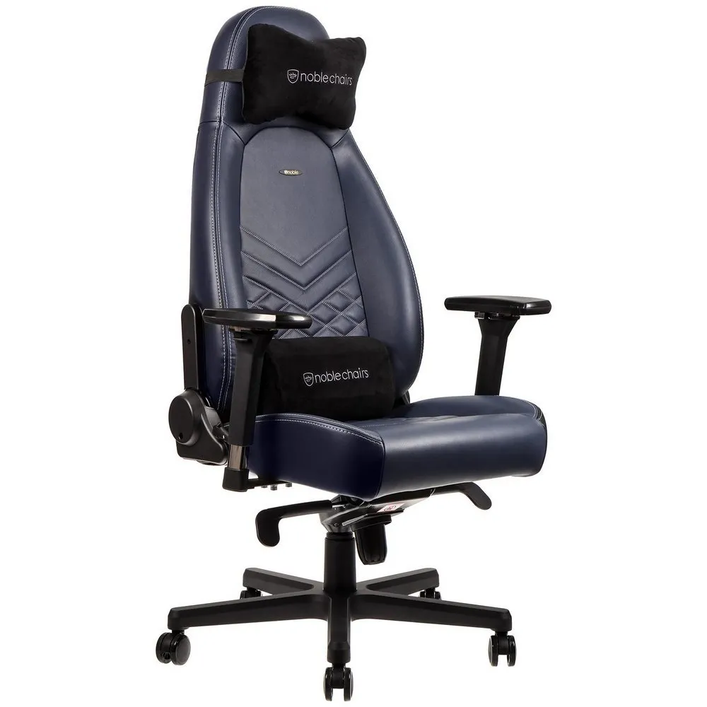 Scaun Gaming Noblechairs Icon, Piele naturală, Albastru închis