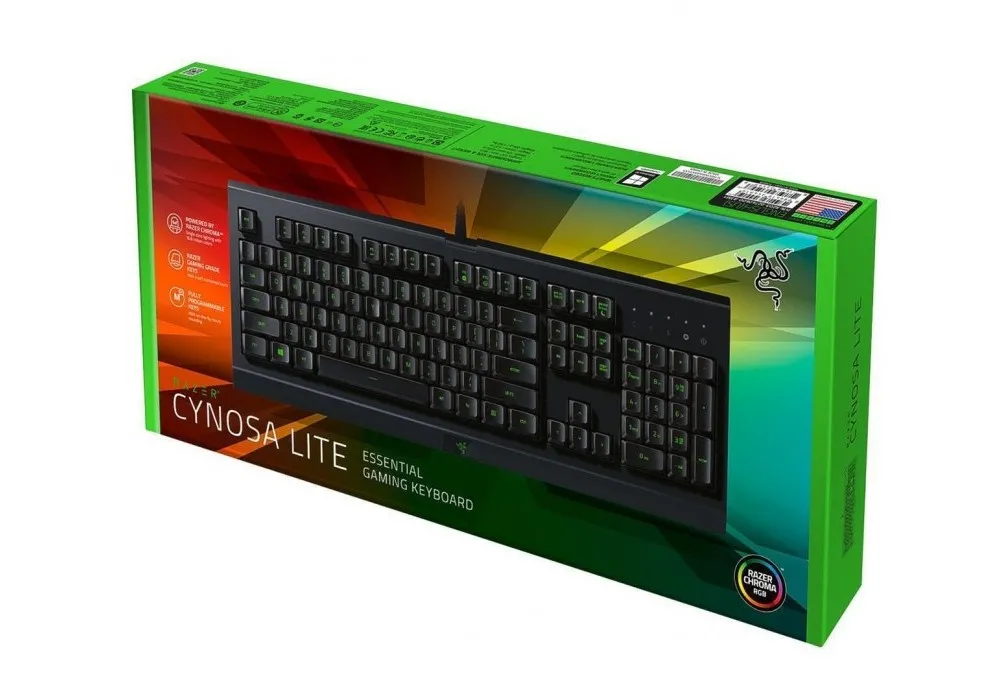 Gaming Keyboard Razer Cynosa Lite, Membrane, RGB, Macro, Gaming Mode, US Layout, 1.8m, USB 