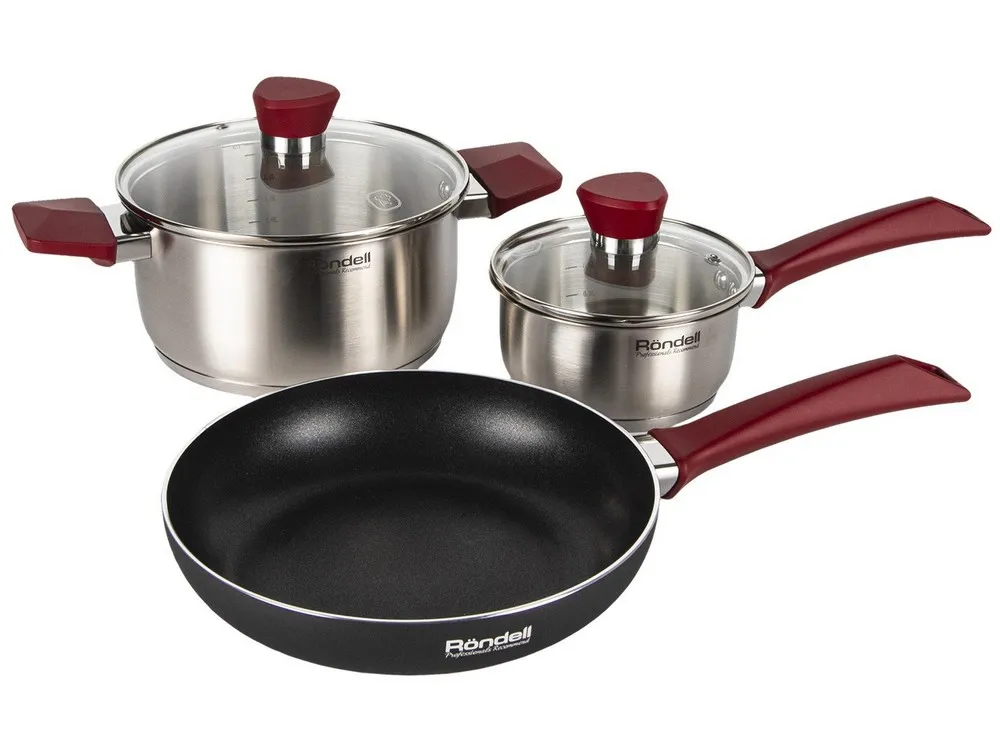 Набор посуды Rondell RDS-1217, 2,8л, 20см, Черный Серебристый